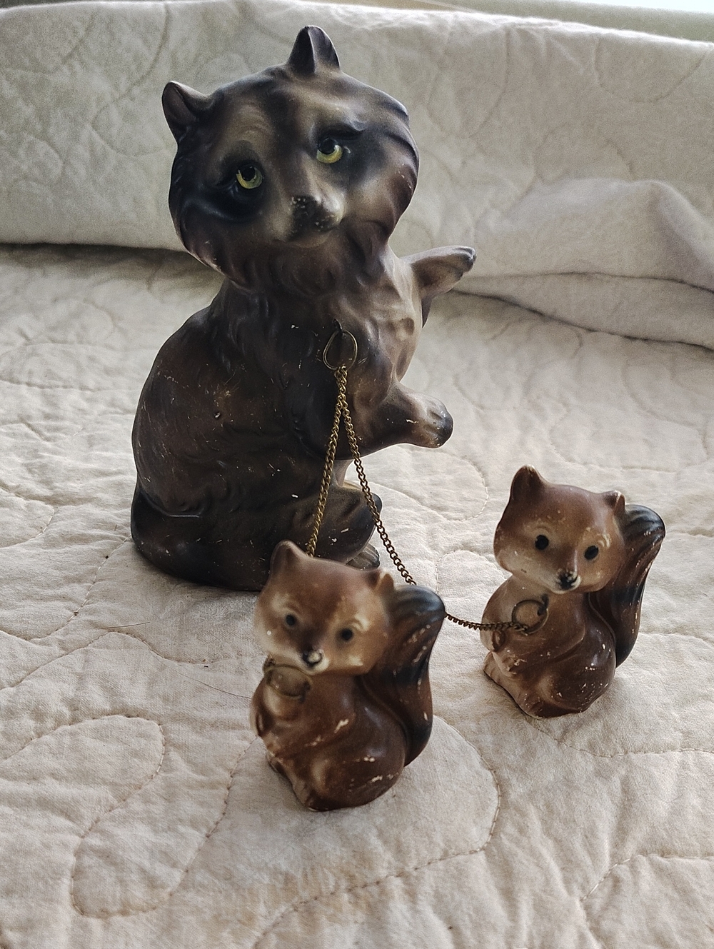 Vintage Ceramic Japanese Elbro Raccoon Set